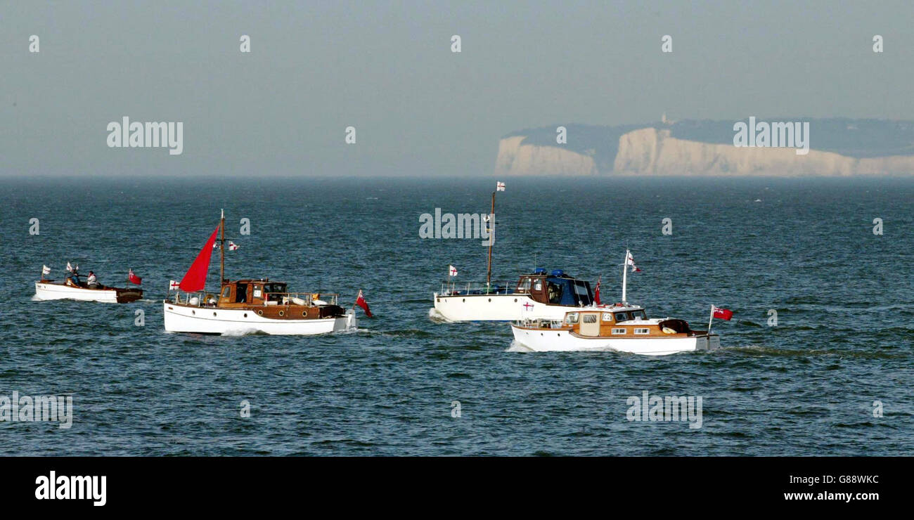 A fleet of Dunkirk Little Ships leaves Ramsgate, to set sail across the ...