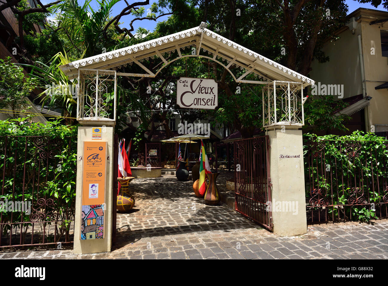 Cafe de Vieux Conseil, Port Louis, Mauritius Stock Photo
