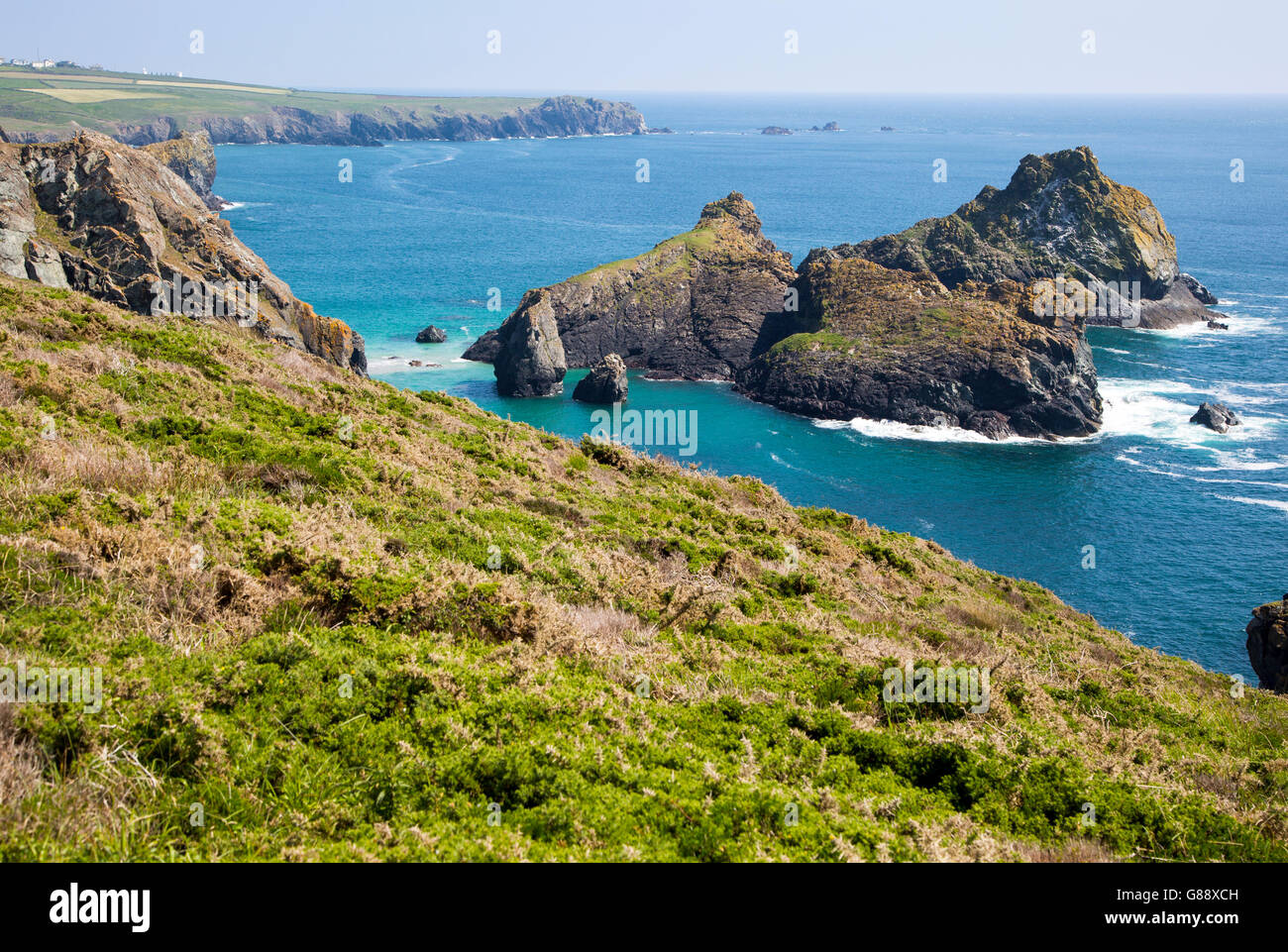 Coastal scenery, near Kynance Cove, Lizard peninsula, Cornwall, England, UK Stock Photo