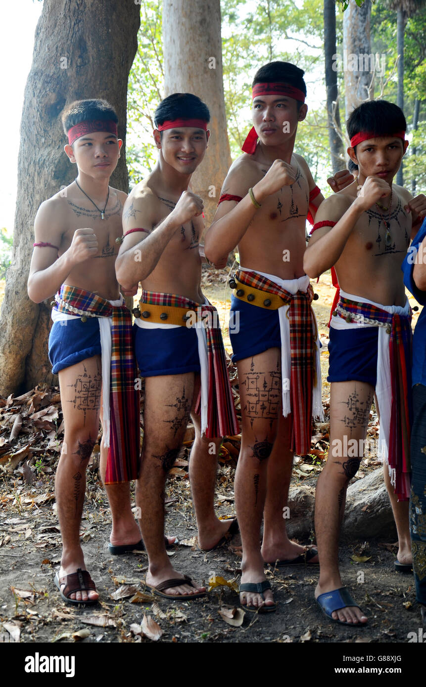 Phu Thai people boxing and dancing phu thai style for show traveller