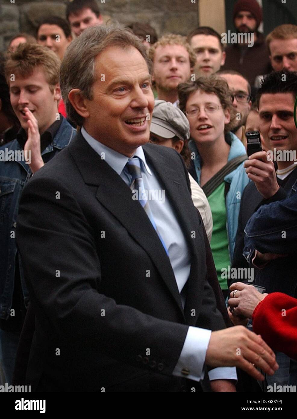 Tony Blair meets people as he arrives at a science and natural history