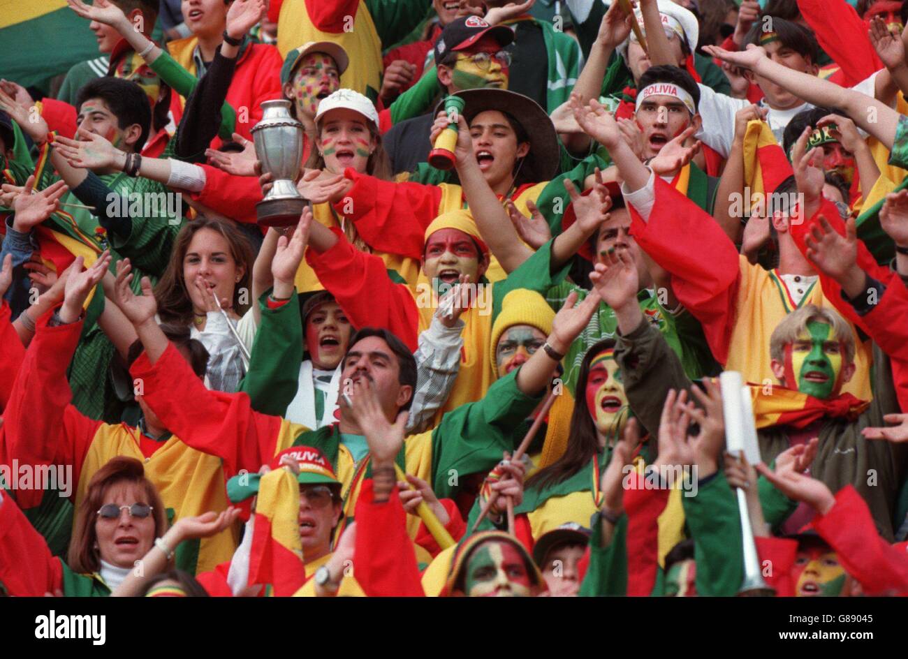 International Soccer. Copa America. Bolivia v Brazil. Bolivian fans