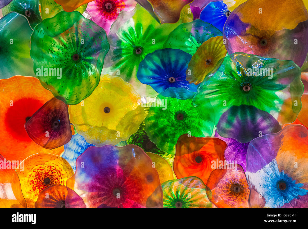 The Hand Blown Glass Flower Ceiling At The Bellagio Hotel In Las