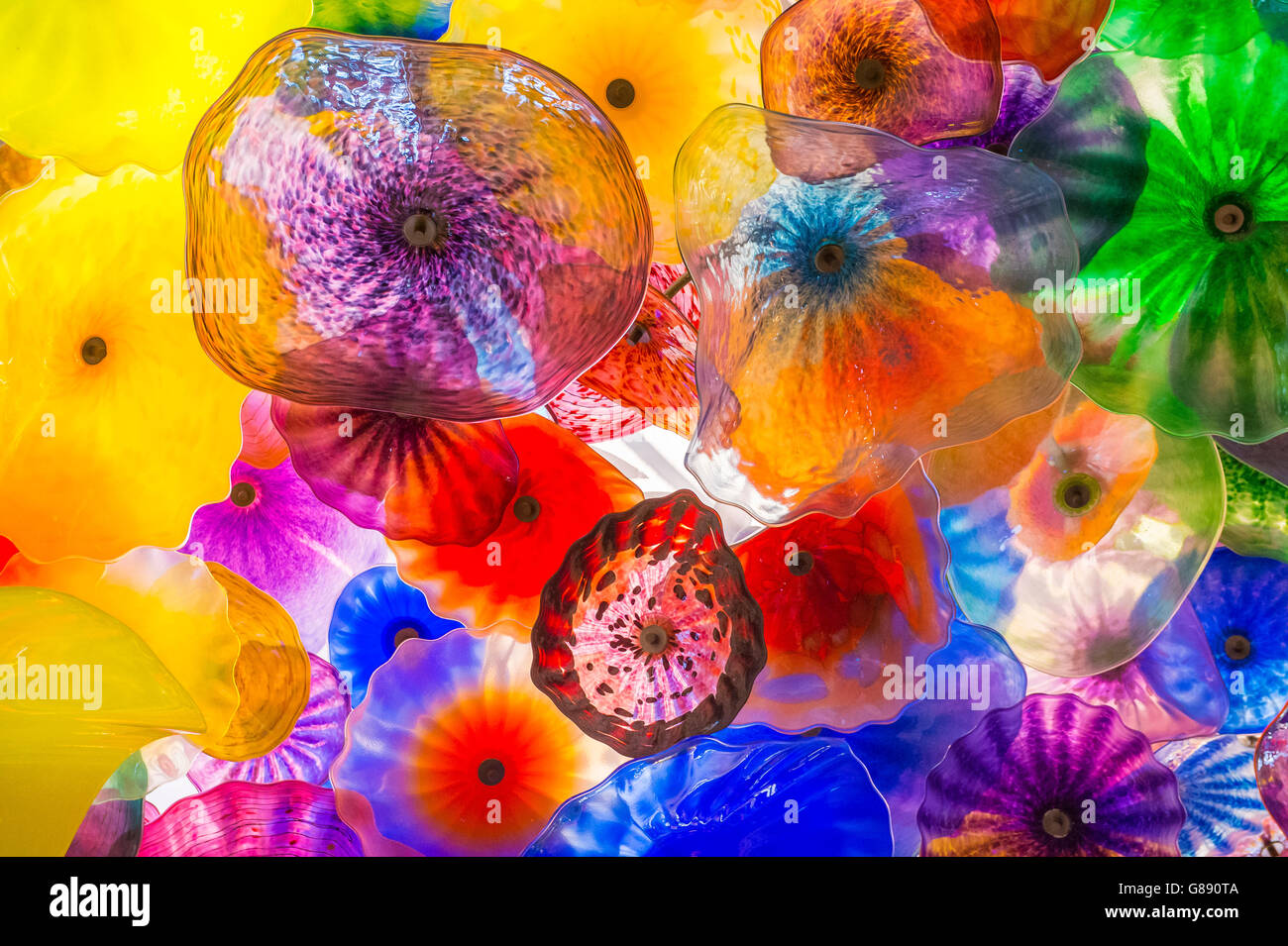 The Hand Blown Glass Flower Ceiling at the Bellagio Hotel in Las Vegas Stock Photo Alamy
