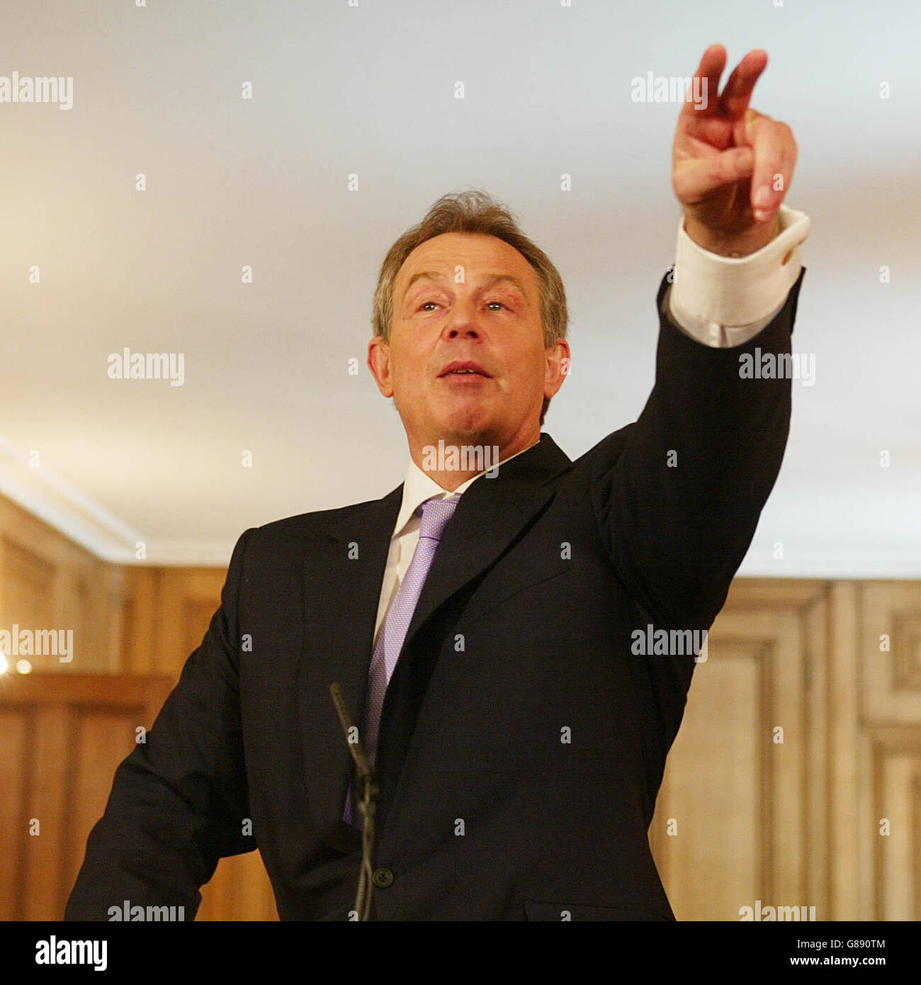 Tony Blair monthly press conference - No.10 Downing Street Stock Photo