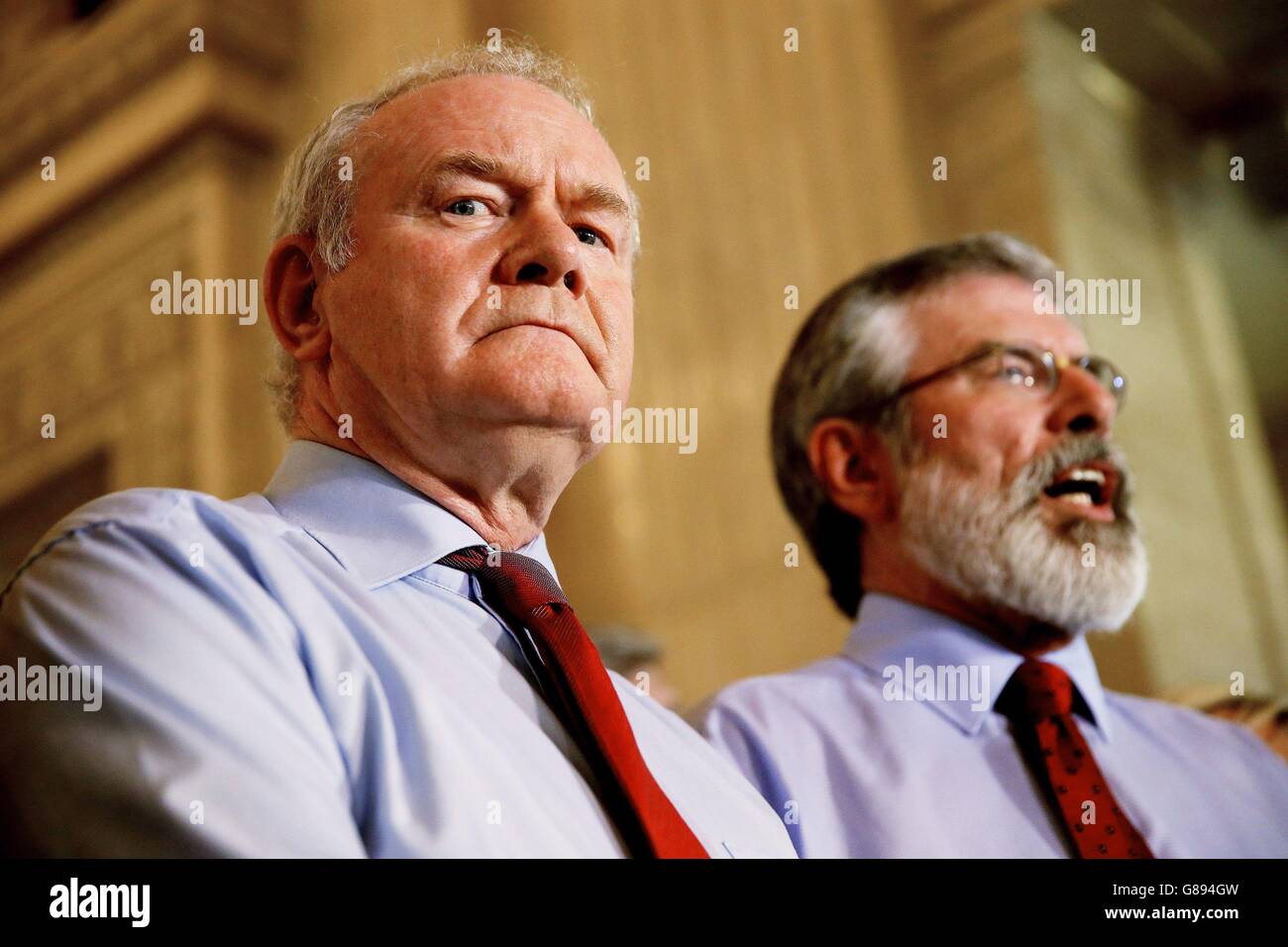 Deputy First Minister of Northern Ireland Martin McGuinness (left) and