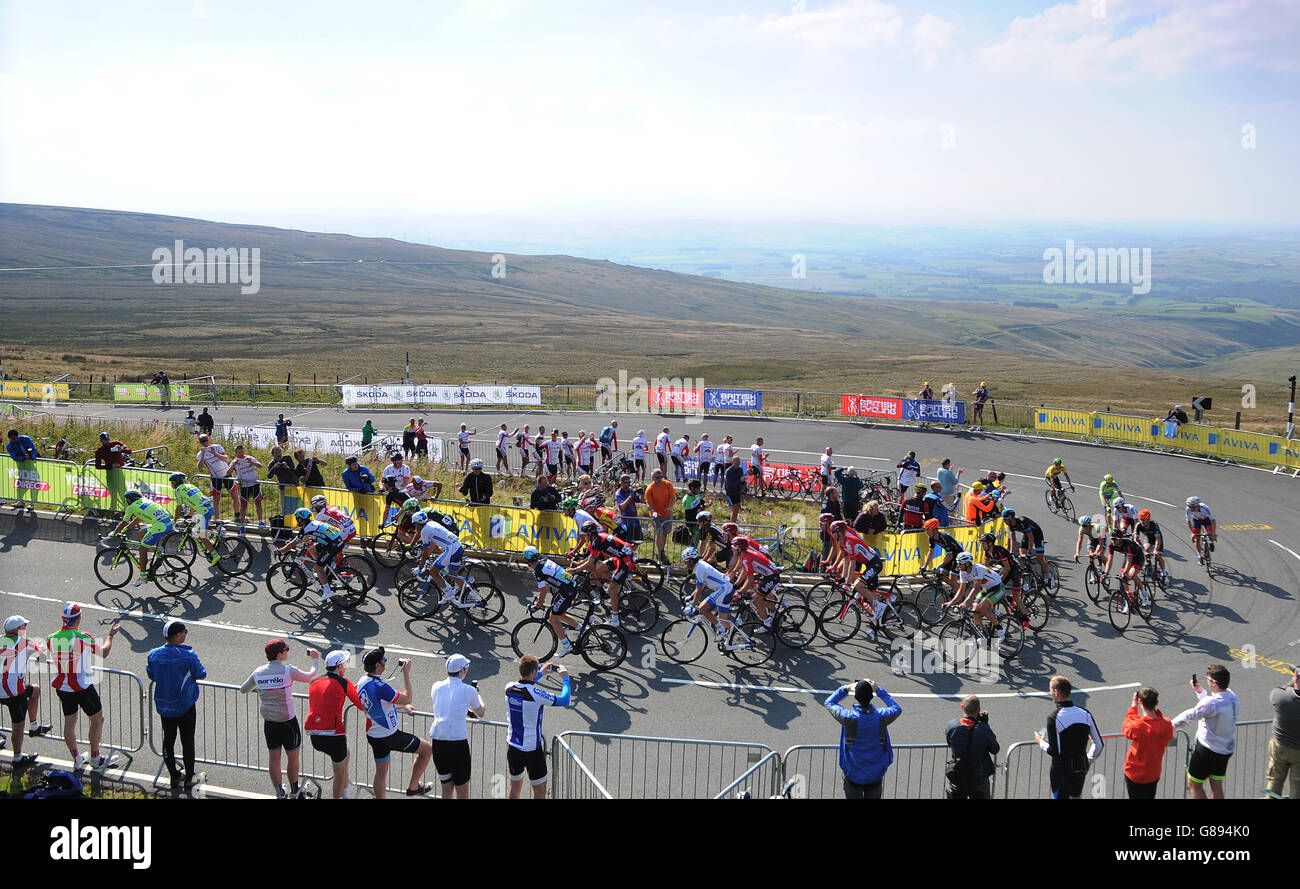Cycling - Tour of Britain - Stage Five - Prudhoe to Hartside. The tour of Britain makes its final climb to the finish up Hartside pass during Stage Five of the Tour of Britain from Prudhoe to Hartside. Stock Photo