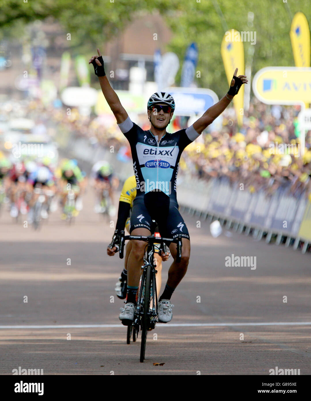 Etixx-Quick Step's Matteo Trentin wins Stage Six of the Tour of Britain from Stoke-on-Trent to Nottingham. PRESS ASSOCIATION Photo. Picture date: Friday September 11, 2015. See PA story CYCLING Tour of Britain. Photo credit should read: Simon Cooper/PA Wire Stock Photo