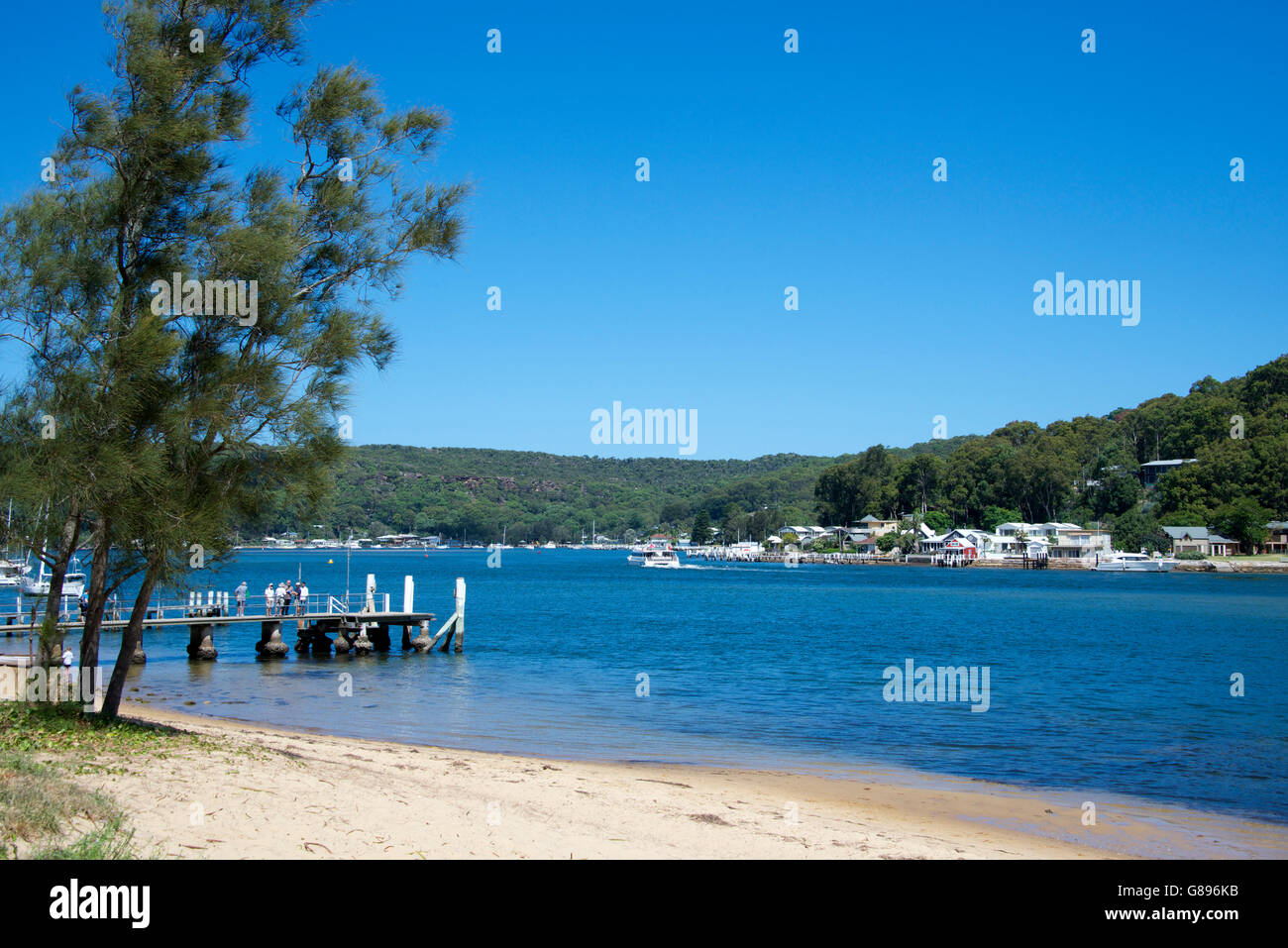 Ferry wharf Ettalong Beach Central Coast NSW Australia Stock Photo