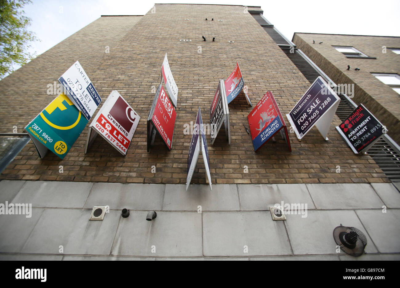 Housing Market Estate Agents Signs Stock Photo Alamy