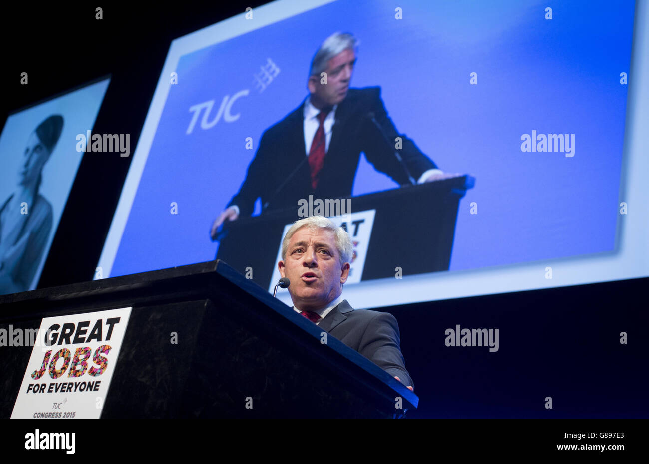 TUC Congress 2015. Speaker of the House of Commons John Bercow delivers ...