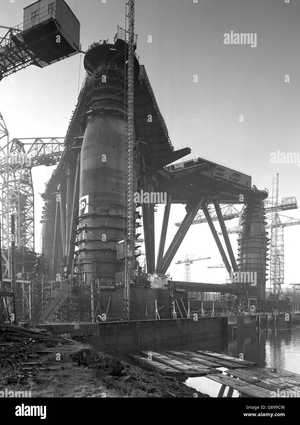 3.25million Sea Quest, the oil drilling platform being built for British Petroleum at the Harland and Wolff yards at Belfast. Sea Quest is the biggest oil rig ever to be built in Europe. Stock Photo