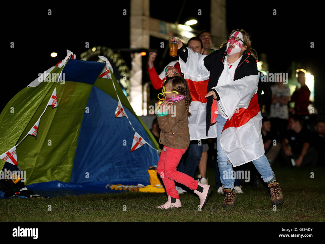 England fans watching the game at the Fan zone at Deer Park in Richmond