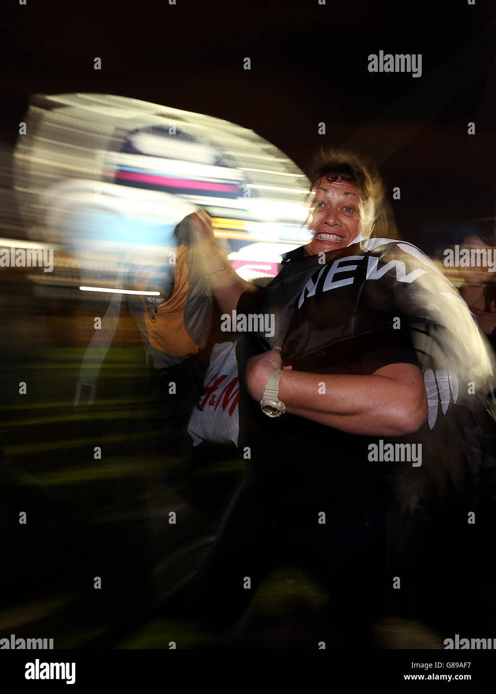 New Zealand fan at the Fan zone at Deer Park in Richmond during the Rugby World Cup match at Twickenham Stadium, London. Stock Photo