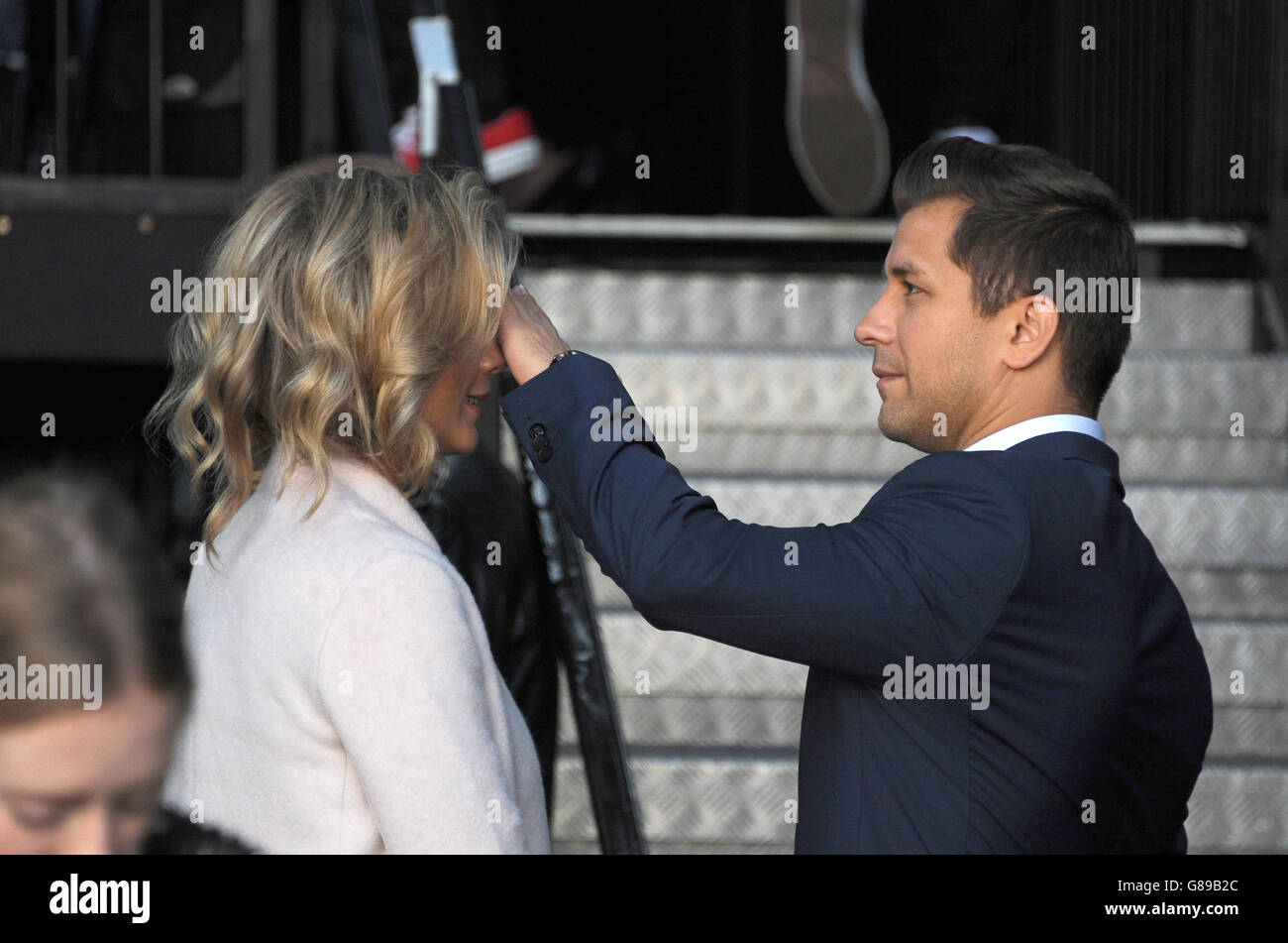 Rachel Riley and Pasha Kovalev arriving at the Julien MacDonald show ...