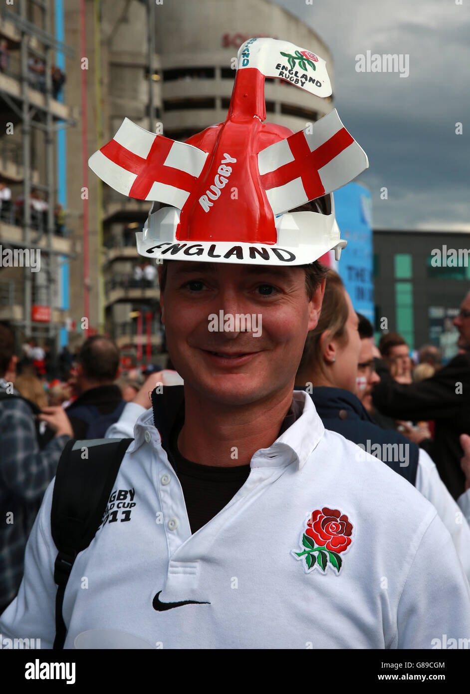 A fan before the Rugby World Cup match at Twickenham Stadium, London ...