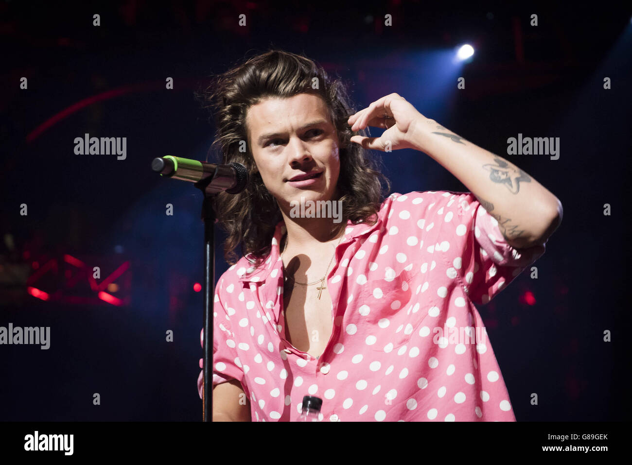 Harry Styles of One Direction performing at the Apple Music festival at the Roundhouse in Camden, London. Stock Photo