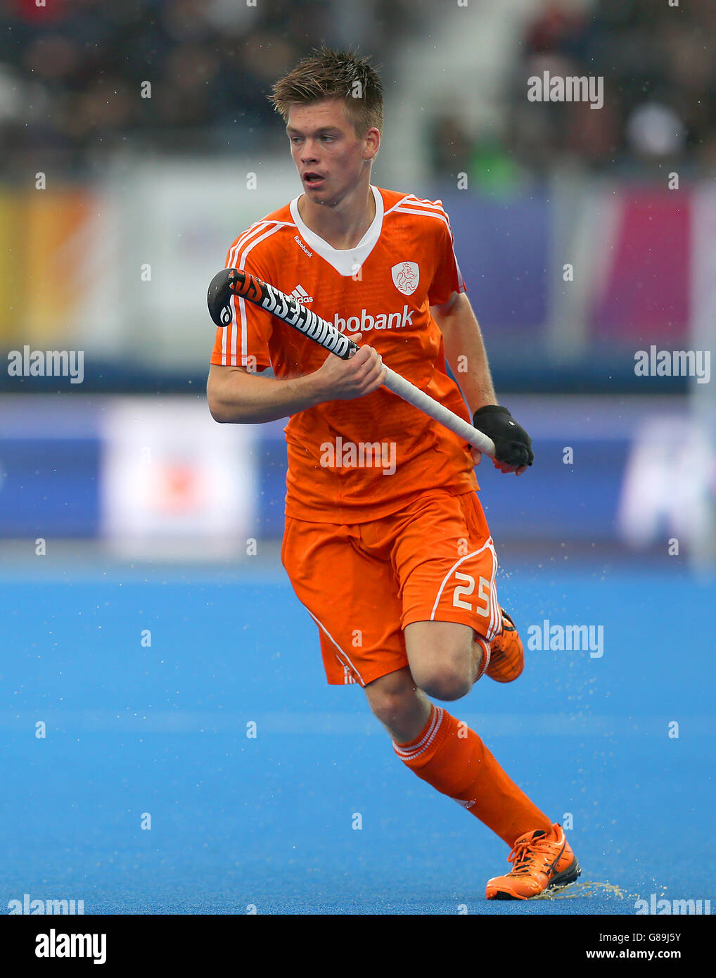 Hockey 2015 Unibet Euro Hockey Championships - Gold Medal Match - Netherlands v Germany - Lee Valley Hockey and Tennis Centre. Netherland's Thierry Brinkman during the Bronze Medal match at the Lee Valley Hockey and Tennis Centre, London. Stock Photo