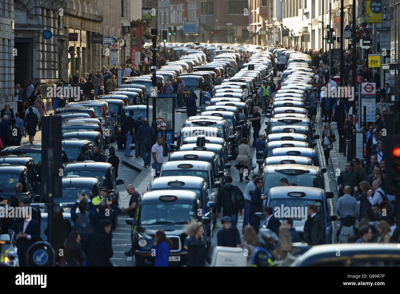 Taxi drivers protest Stock Photo
