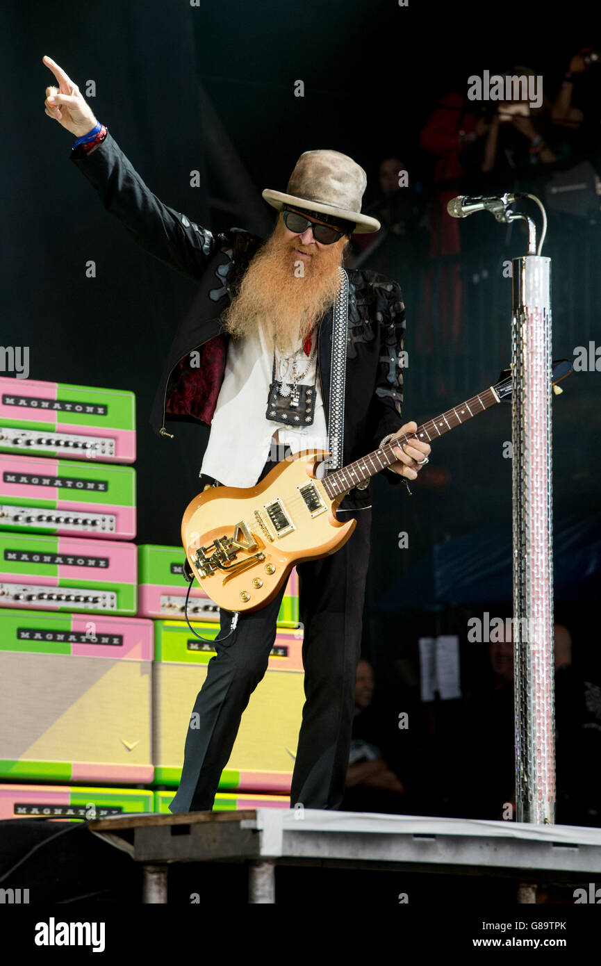 ZZ Top perform at the Glastonbury music festival Stock Photo