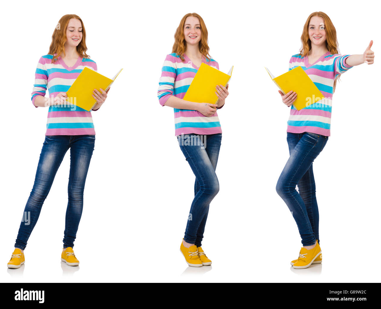 Young student with books isolated on white Stock Photo - Alamy