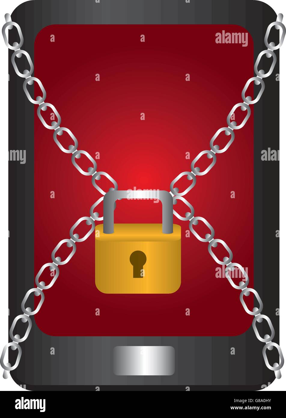 Padlock and smartphone icon. Security system design. Vector grap Stock ...