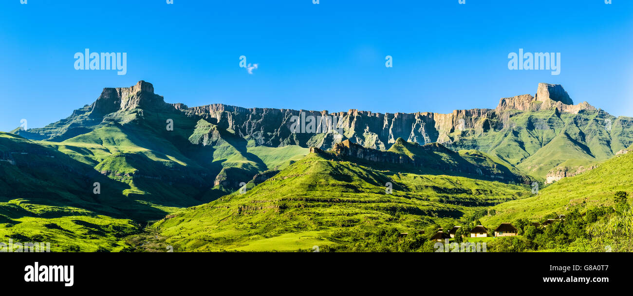 View of amphitheater Thendele Camp, Royal Natal National Park, Drakensberg, Kwazulu Natal, South Africa Stock Photo