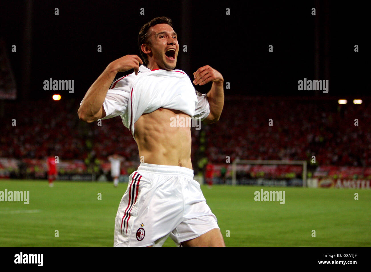Soccer - UEFA Champions League - Final - AC Milan v Liverpool - Ataturk Olympic Stadium. AC Milan's Andriy Shevchenko celebrates scoring only for the goal to be ruled out for off side Stock Photo