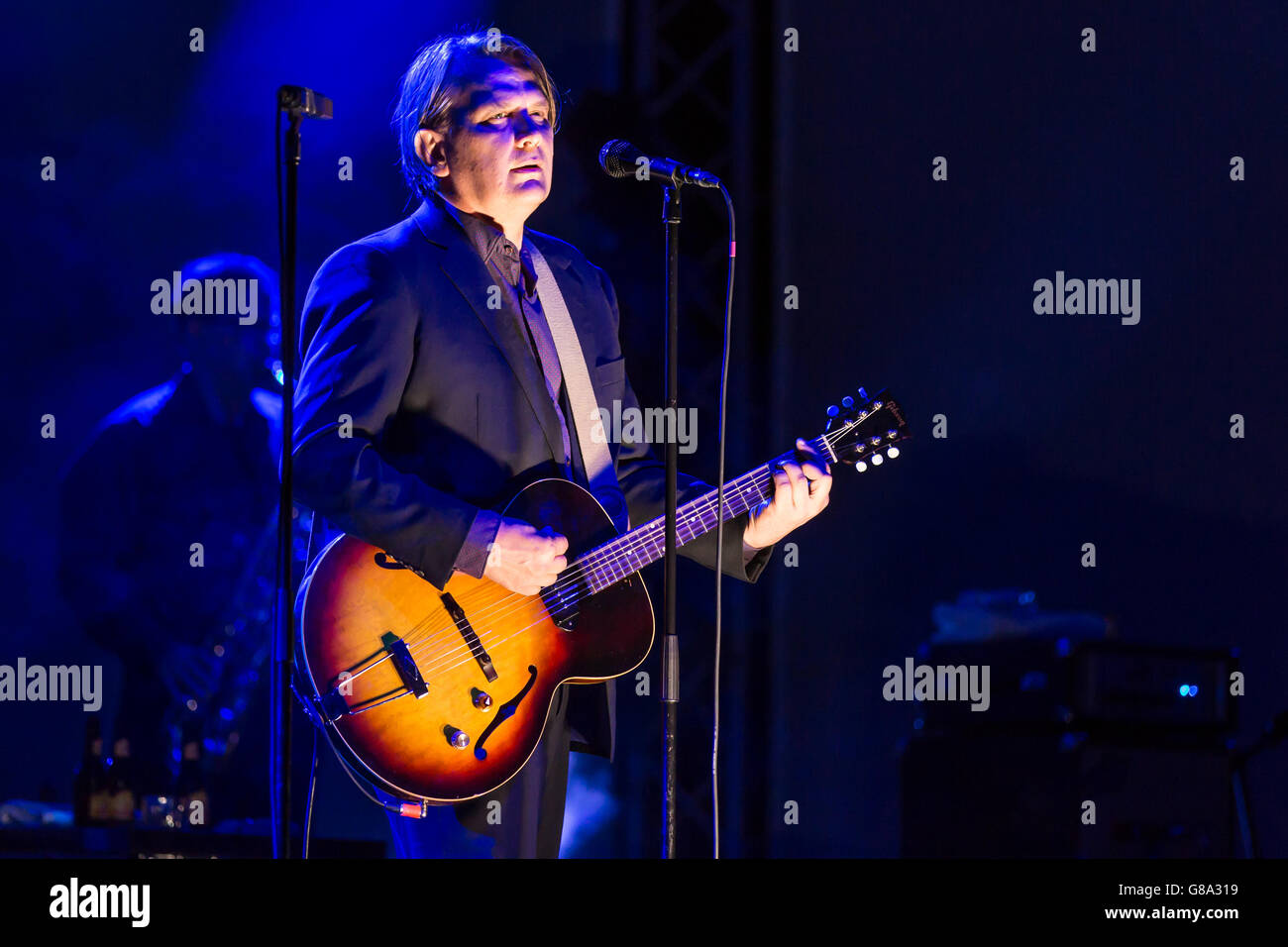 German band Element of Crime with singer and frontman Sven Regener, live at the Blue Balls Festival, Lucerne, Switzerland Stock Photo