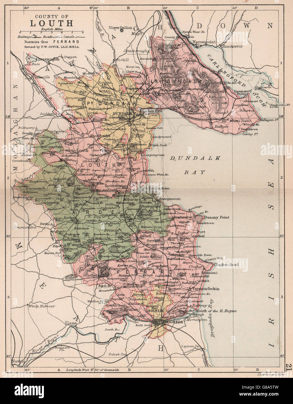 COUNTY LOUTH Antique county map. Leinster. Ireland. BARTHOLOMEW, 1882