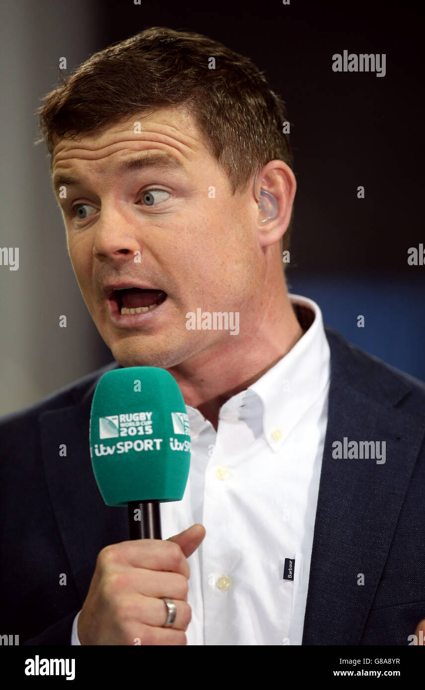 ITV Sport pundit Brian ODriscoll during the Rugby World Cup match at The Millennium Stadium, Cardiff Stock Photo