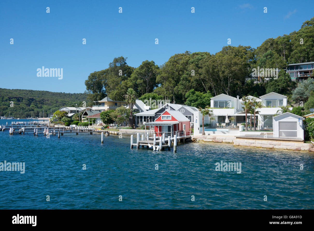 Waterfront houses Wagstaffe Central Coast NSW Australia Stock Photo