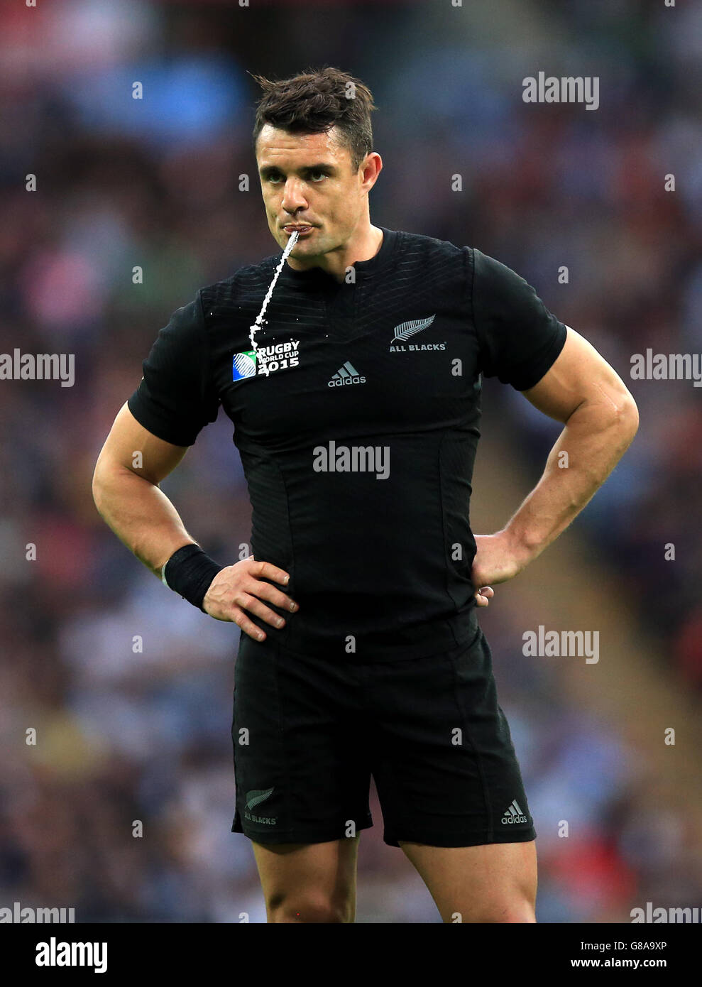 New Zealand's Dan Carter during the Rugby World Cup match at Wembley Stadium, London. Stock Photo