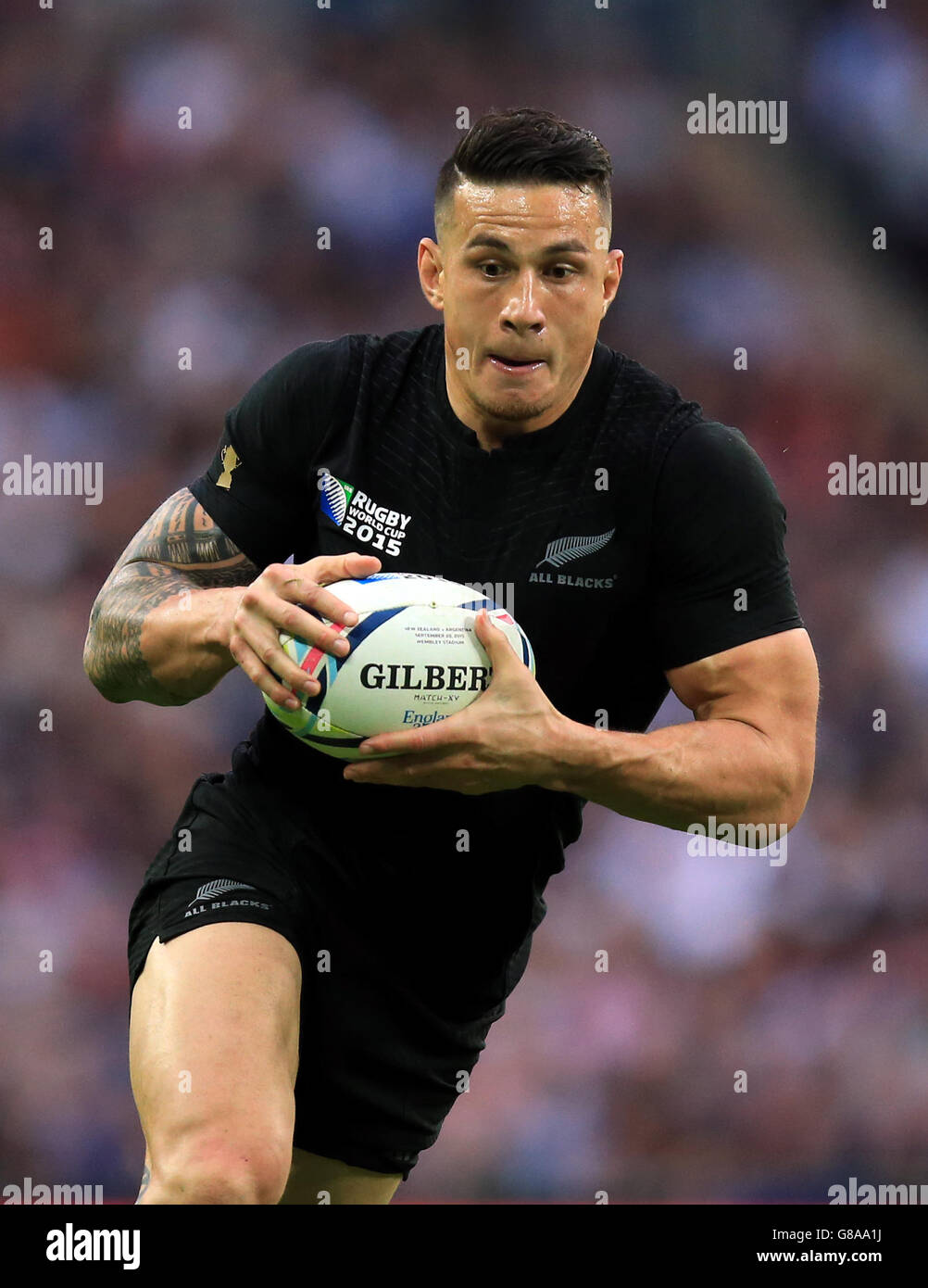 New Zealand's Sonny Bill Williams during the Rugby World Cup match at Wembley Stadium, London. PRESS ASSOCIATION Photo. Picture date: Sunday September 20, 2015. See PA story RUGBYU New Zealand. Photo credit should read: Mike Egerton/PA Wire. RESTRICTIONS: Strictly no commercial use or association without RWCL permission. Still image use only. Use implies acceptance of Section 6 of RWC 2015 T&Cs at: http://bit.ly/1MPElTL Call +44 (0)1158 447447 for further info. Stock Photo