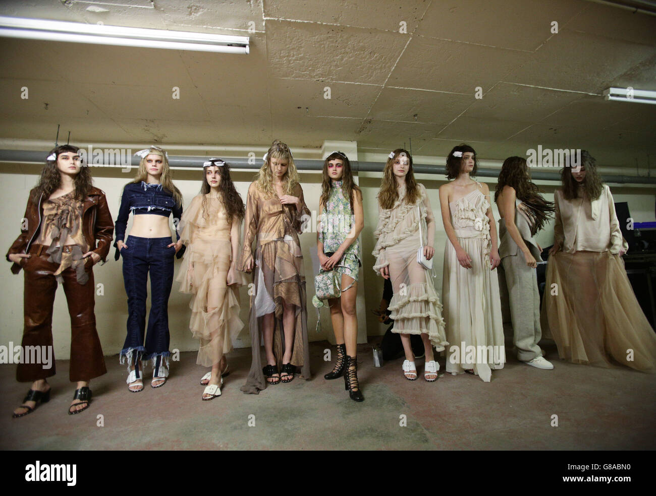 Models backstage during the Marques'Almeida Spring/Summer 2016 London ...
