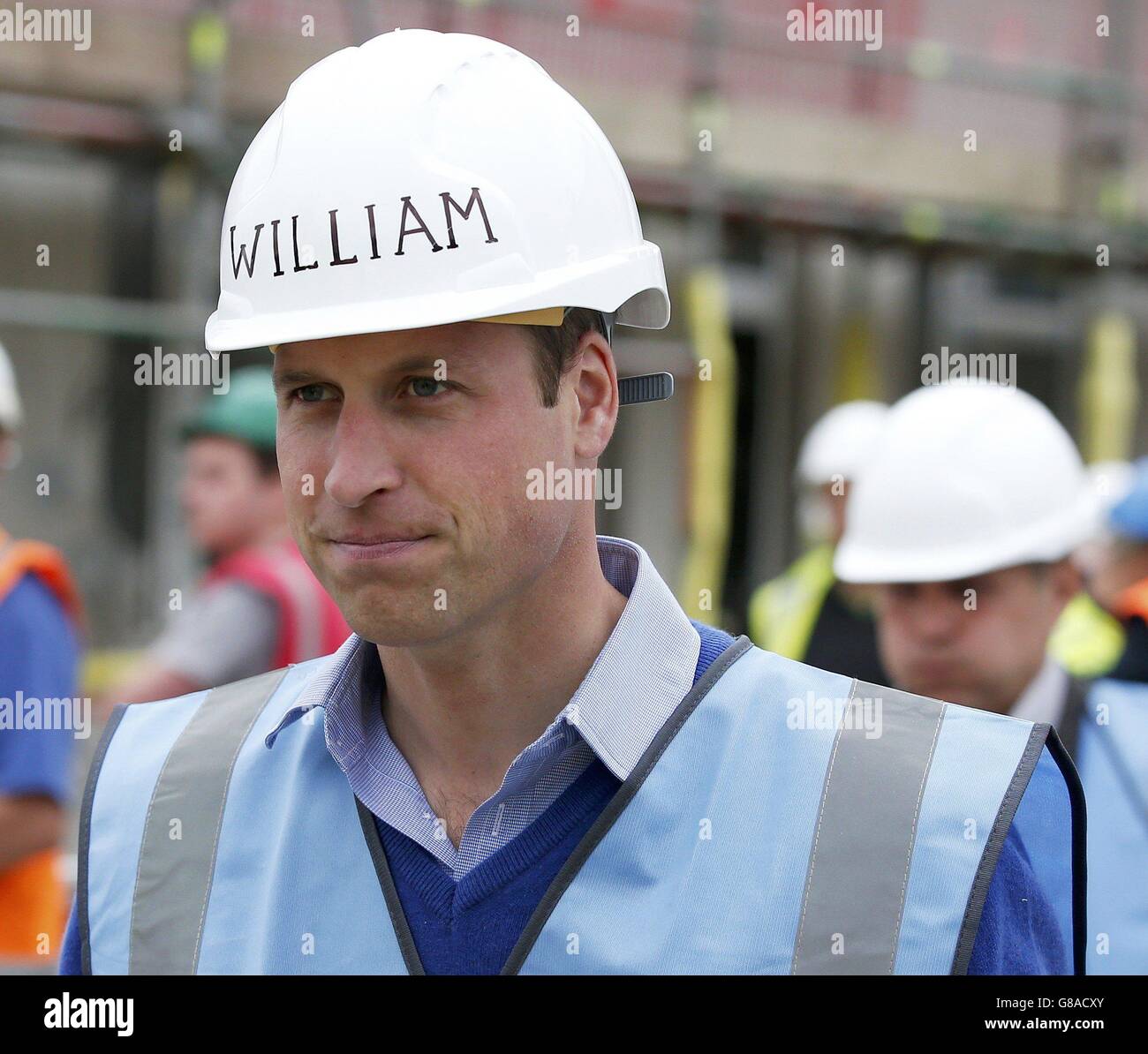 The Duke of Cambridge arrives for a visit to the BBC's DIY SOS Team for The Big Build: Veteran's Special at a street in Manchester. Stock Photo