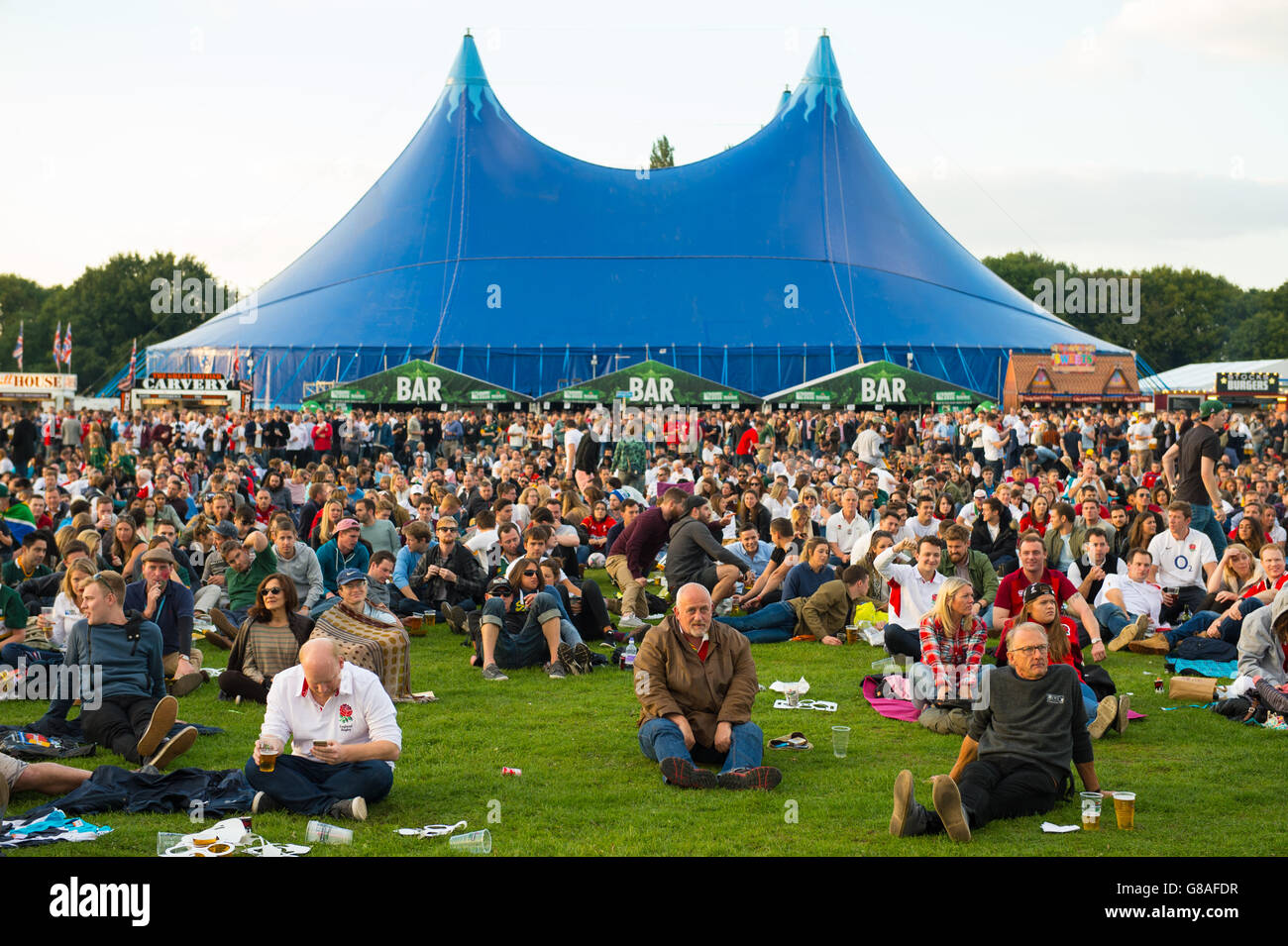 A general view of fans at the Rugby World Cup 2015 Fanzone in the Old