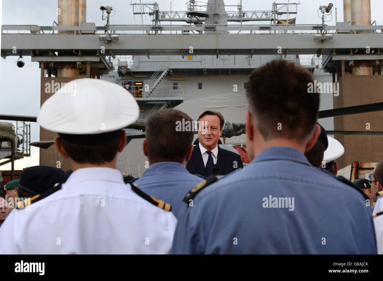 Prime Minister David Cameron Talks To Crew On Board The Auxiliary Ship prime-minister-david-cameron-talks-to-crew-on-board-the-auxiliary-ship