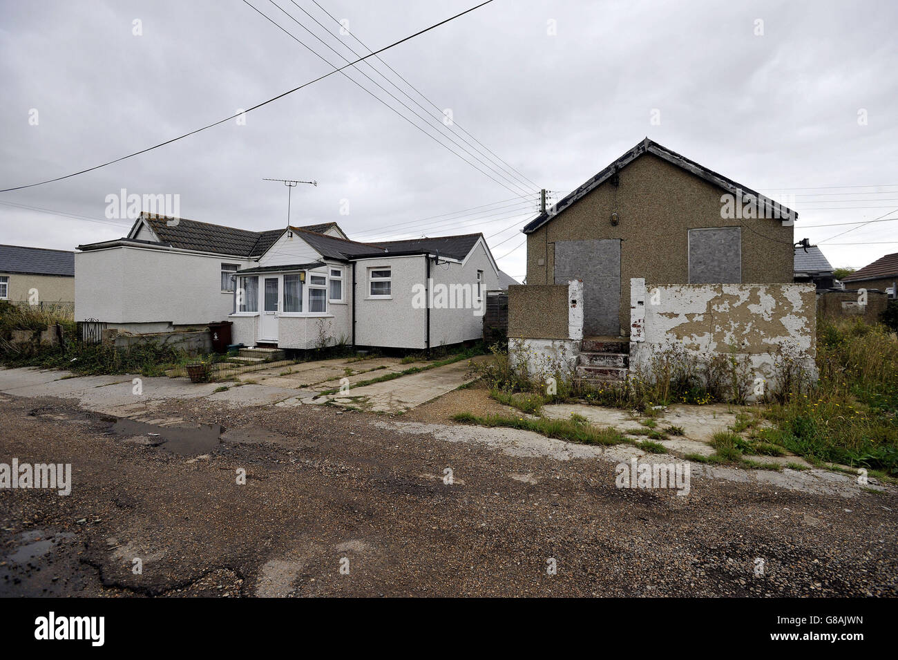 Previously unreleased photo dated 20/08/15 of properties on the Brooklands estate in East Jaywick, near Clacton, Essex, which has been classed as the most deprived neighbourhood in England, according to official statistics. Stock Photo