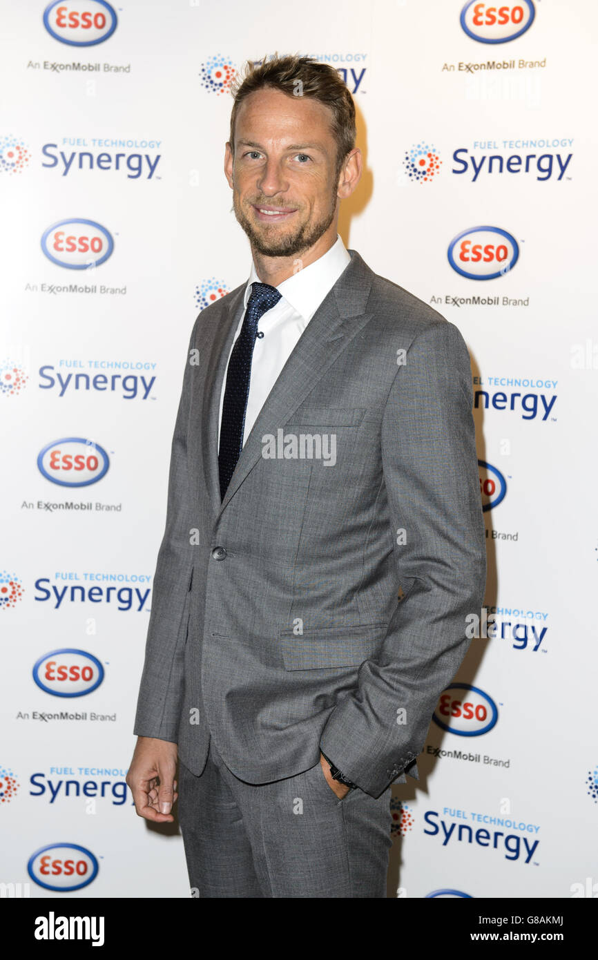 Jenson Button attending the Esso Synergy Fuels launch at the Underglobe in London. Stock Photo