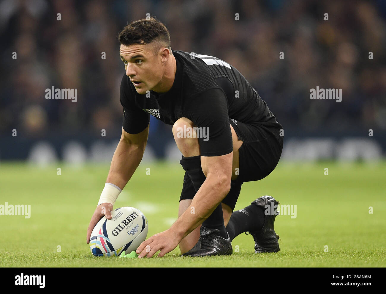 Rugby Union - Rugby World Cup 2015 - Pool C - New Zealand v Georgia - Millennium Stadium. New Zealand's Dan Carter during the Rugby World Cup match at the Millennium Stadium, Cardiff. Stock Photo