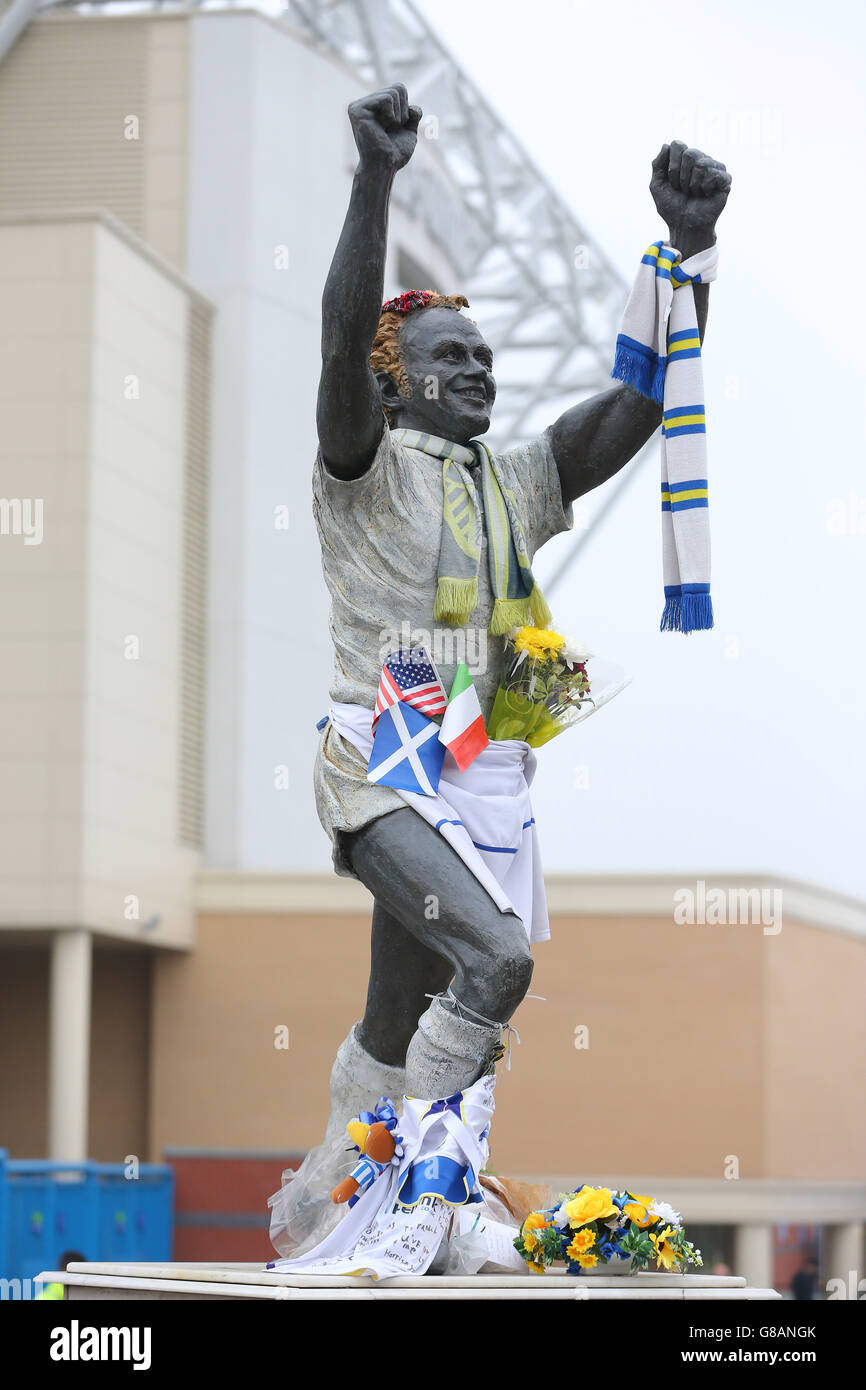 General view of the Billy Bremner statue outside Elland Road Stock