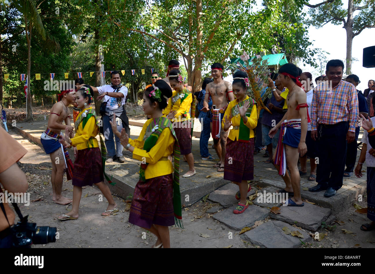 Phu Thai people dancing phu thai style for show traveller and people at