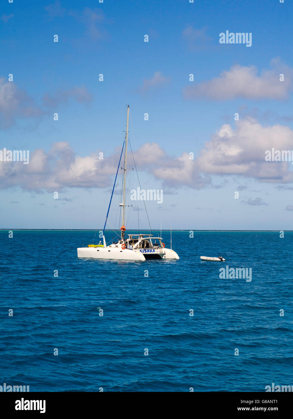 A catamaran at anchor in the lagoon at Lady Musgrave Island, QLD, Australia Stock Photo