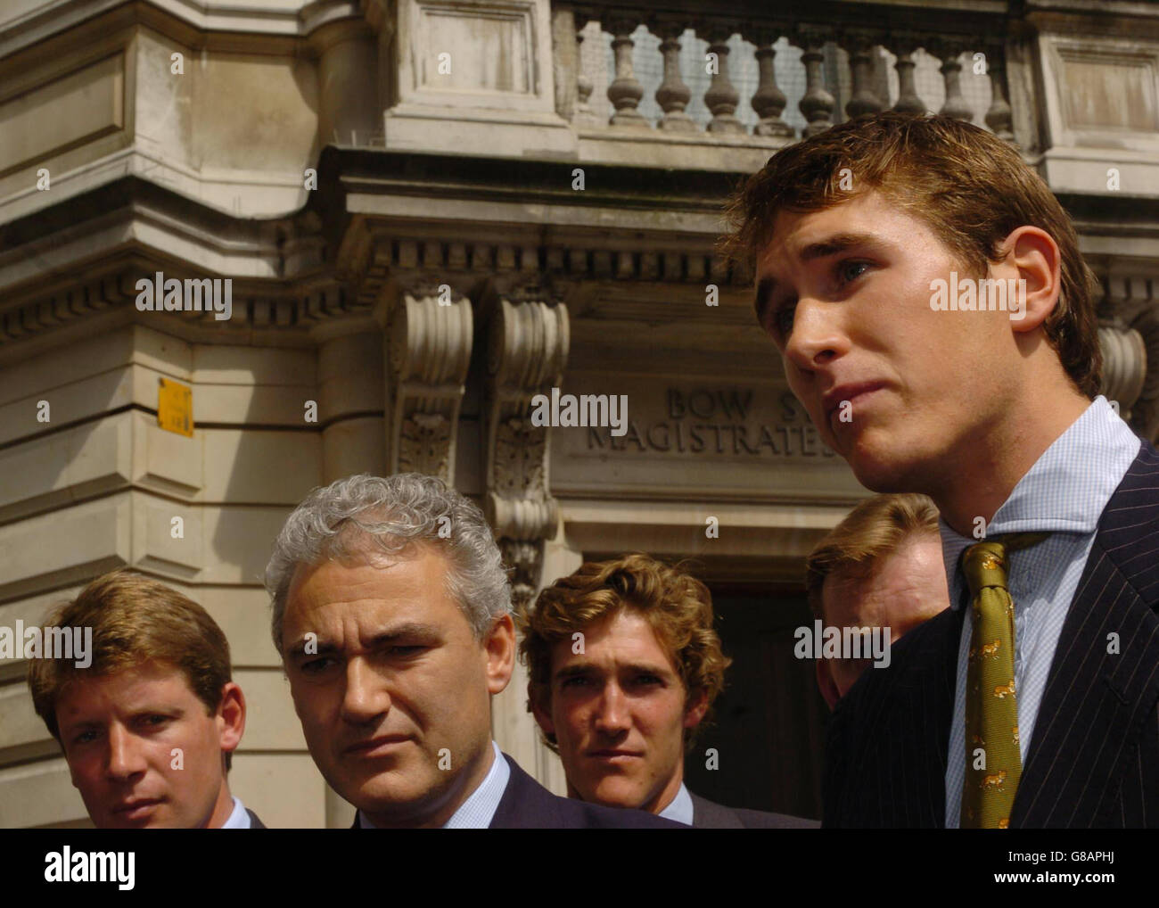 Otis Ferry, the huntsman son of rock star Bryan Ferry leaves court, after being found guilty of causing 'harassment, alarm or distress' by invading the House of Commons. Stock Photo