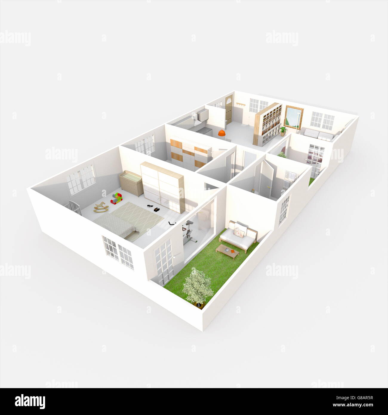 3d Interior Rendering Perspective View Of Furnished Home