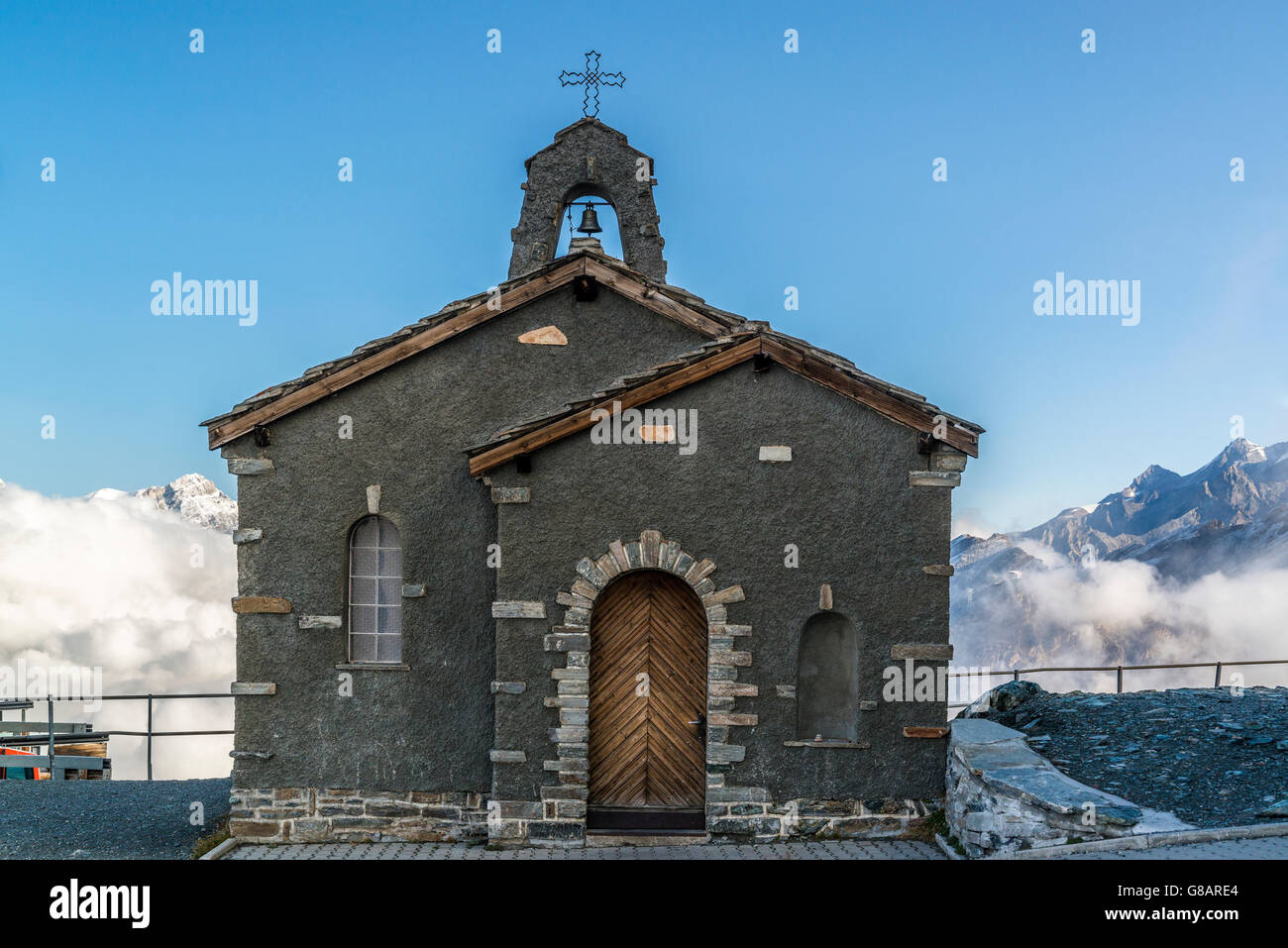 The chapel Bernhard of Aosta on the Gornergrat, Valais, Switzerland Stock Photo