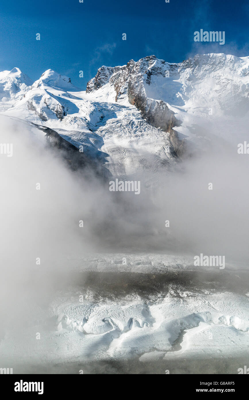 Monte Rosa massif and Gorner Glacier, Pennine Alps, Switzerland Stock Photo