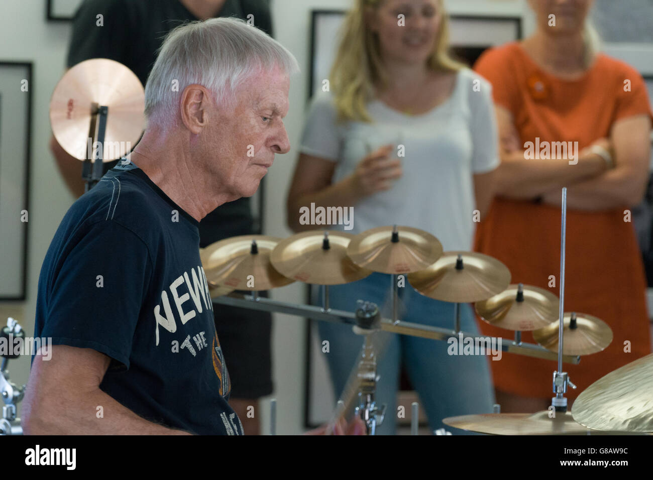 Jazz drum battle, Danish jazz drummer Alex Riel Stock Photo - Alamy