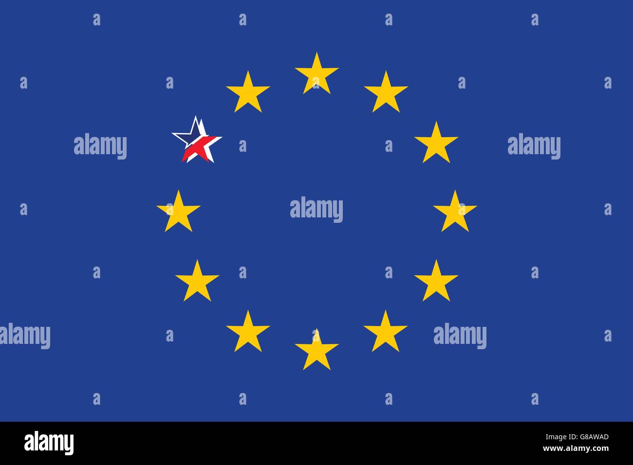 European Flag With Broken British Star Vector Illustration Stock Vector